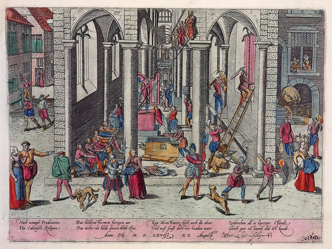 Figure 1: Print of the destruction in the Church of Our Lady in Antwerp, the &ldquo;signature event&rdquo; of the Beeldenstorm, 20 August 1566, by Frans Hogenberg