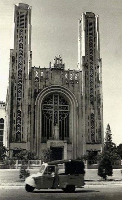 Figure 1: Cathedral of Phnom Penhl, destroyed shortly after by the Khmer Rouge. The Ministry of Posts and Telecommunications now stands on the site of the former cathedral