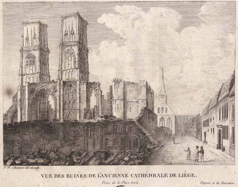 Figure 1: Ruins of Saint Lambert&rsquo;s Cathedral, Liège. Destruction started in 1795 and was caused by republican revolutionaries,